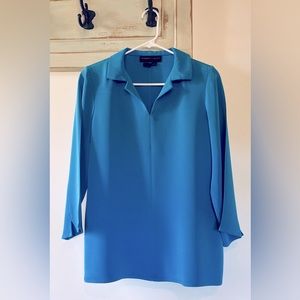 Nina McLemore 100% Silk Crepe Tunic Turquoise Luxurious Day or Evening